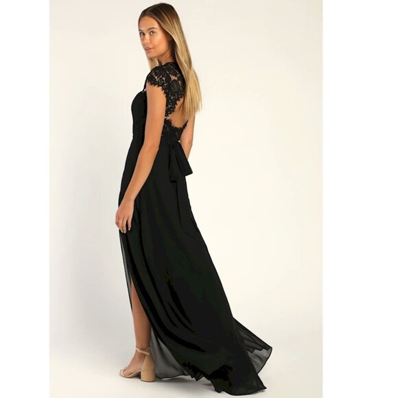 Lulus Momentous Moments Black Lace Backless Maxi Dress Large New with Tags NWT - Picture 2 of 4
